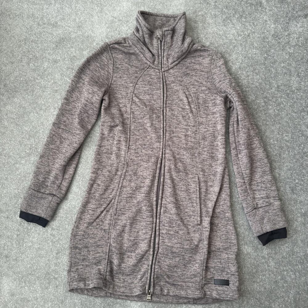 Kenneth Cole Reaction Jacket Womens Medium Taupe Gray Longline Fleece Full Zip